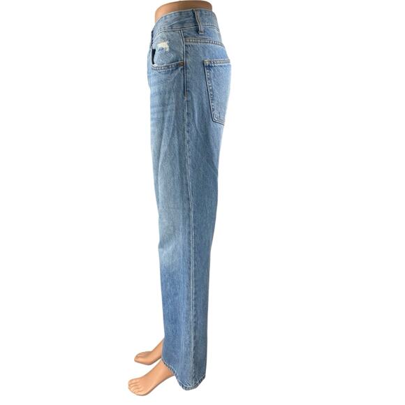 H&M Women's Blue High Rise Distressed Straight Bootcut Flare Denim Jeans Size 10 - Picture 2 of 5